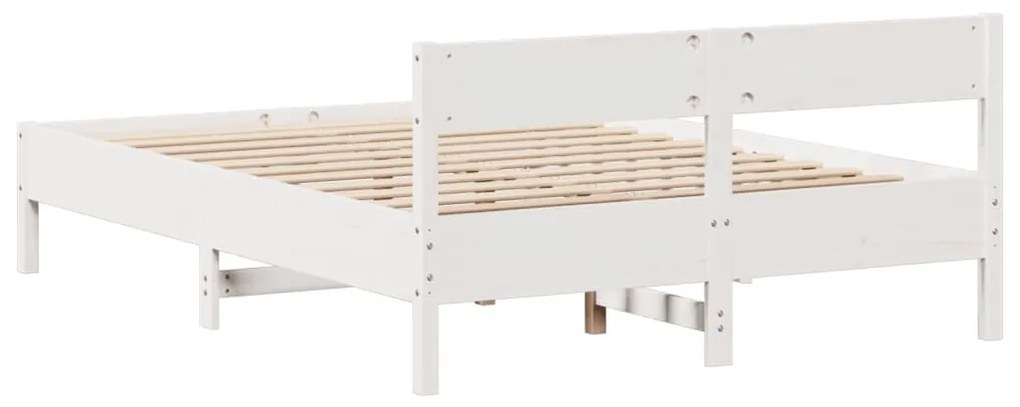 Cama sem colchão 140x190 cm madeira de pinho maciça branco