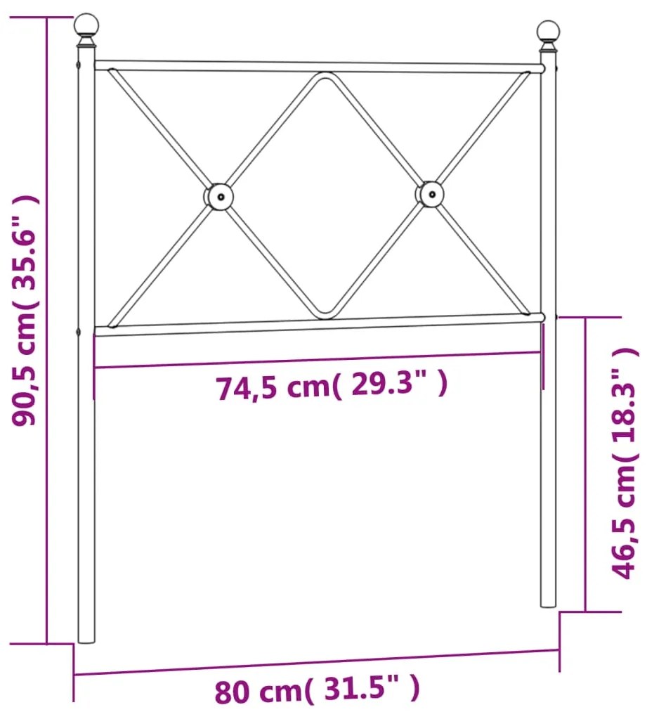 Cabeceira de cama 75 cm metal preto