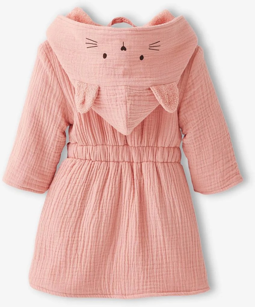 Roupão animal personalizável, em gaze de algodão bio*,  para bebé rosa