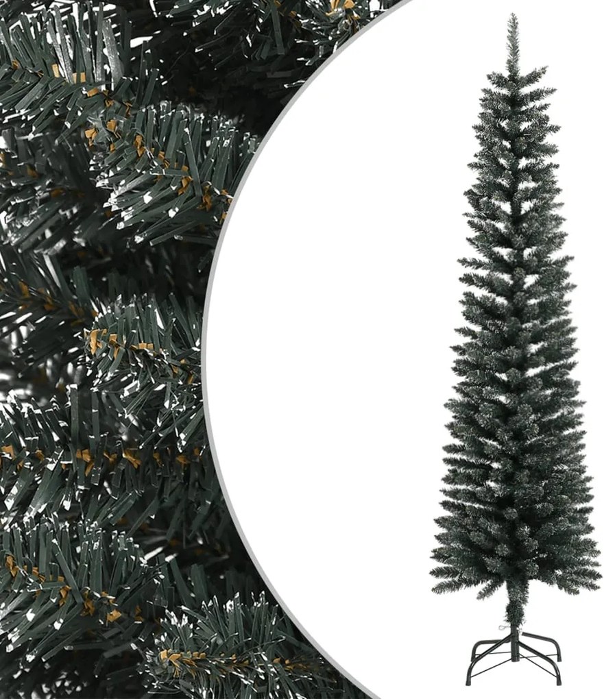 345185 vidaXL Árvore de Natal artificial fina com suporte 180 cm PVC verde