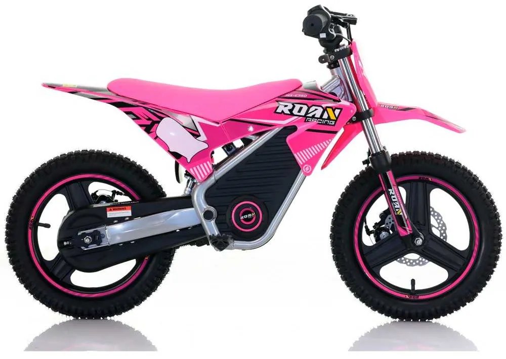 Mini moto elétrica para crianças Minicross electrica 350W 14/14" Warrior MX-E350 Velocidade até 30 km/h Com Limitador Rosa