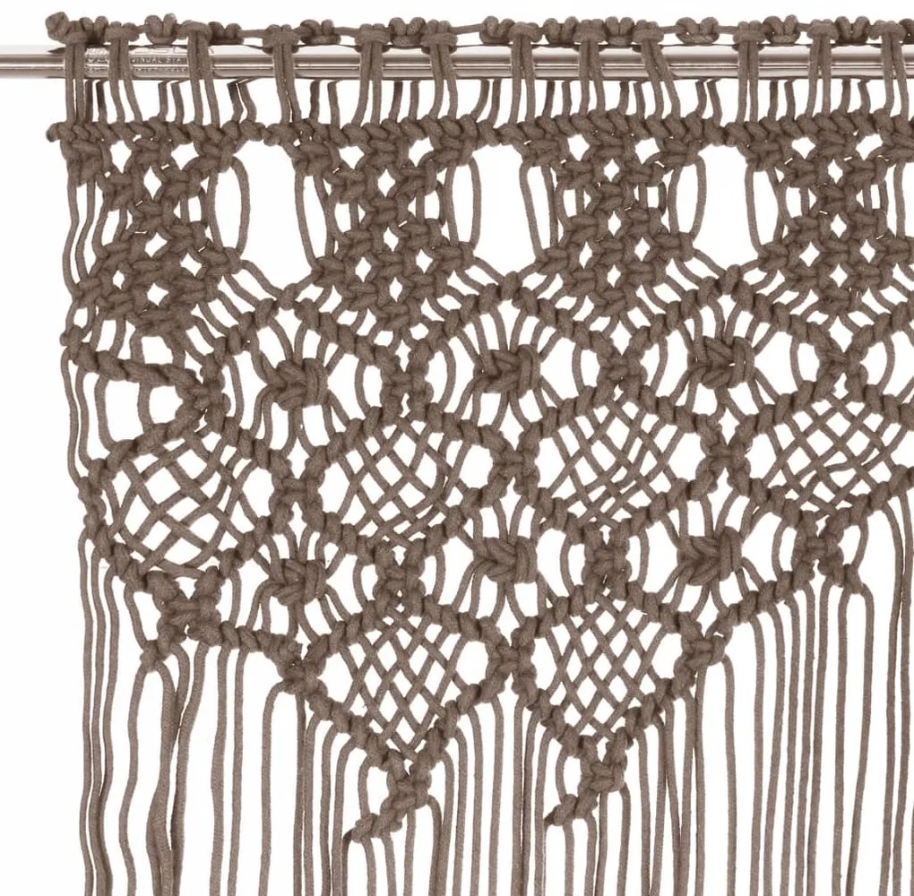 Cortina em macramé 140x240 cm algodão cinzento-acastanhado