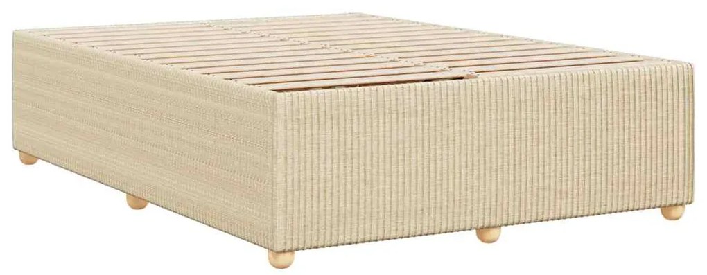Estrutura de cama sem colchão 140x200 cm tecido cor creme