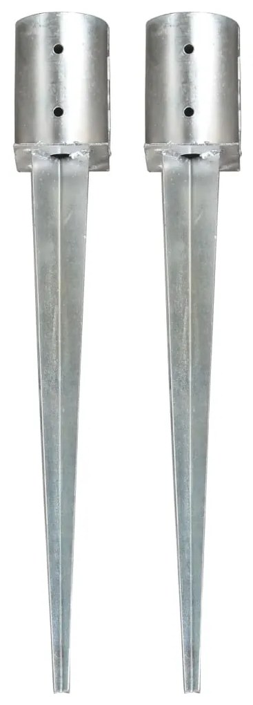 vidaXL Estacas de enterrar 2 pcs 10x76 cm aço galvanizado prateado
