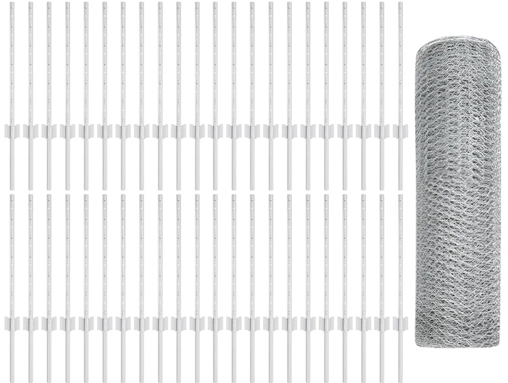 Postes para Cerca vidaXL 11 pcs U-Channel 60 cm Aço Galvanizado