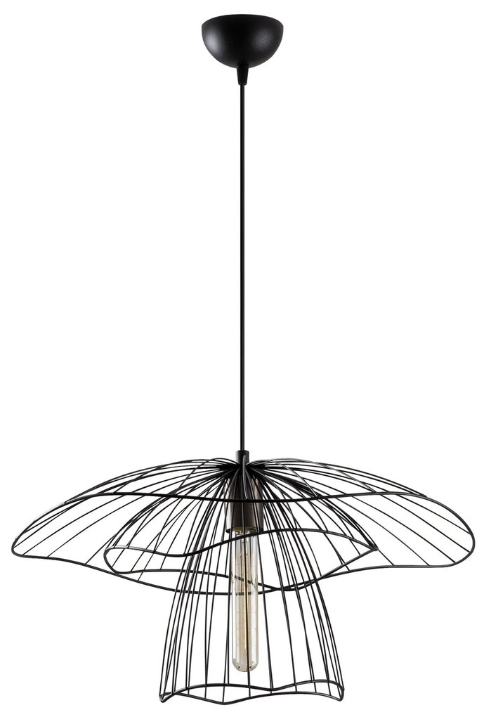 Candeeiro Chandelier Tel – Preto – 50 cm de Diâmetro, Altura Ajustável
