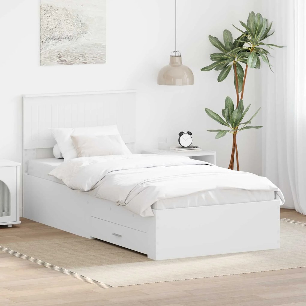vidaXL Estrutura da Cama Branco 90 x 200 cm Madeira processada