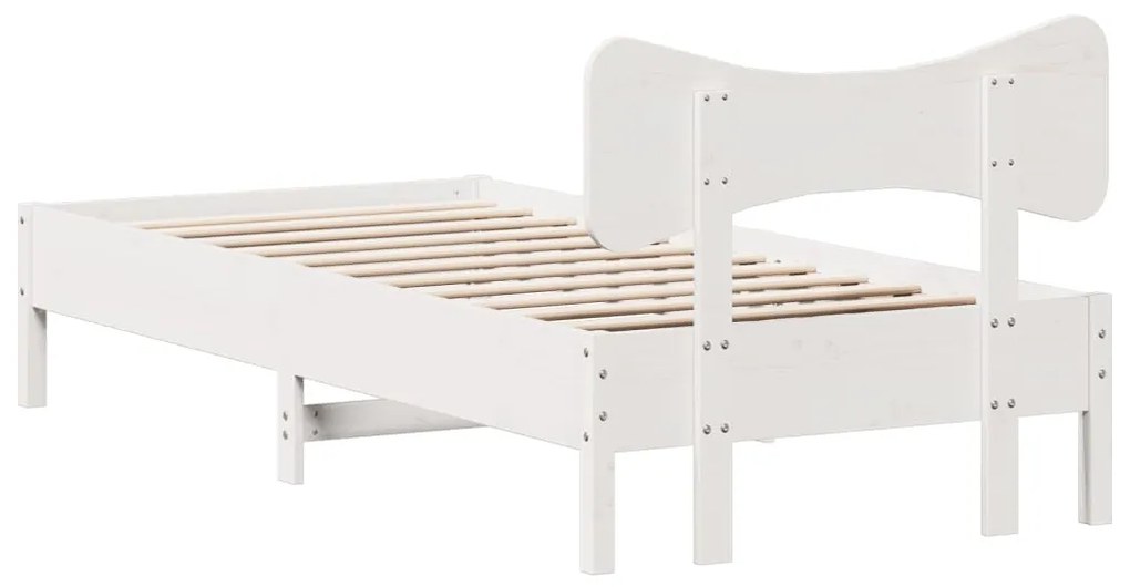 Cama sem colchão 90x200 cm madeira de pinho maciça branco