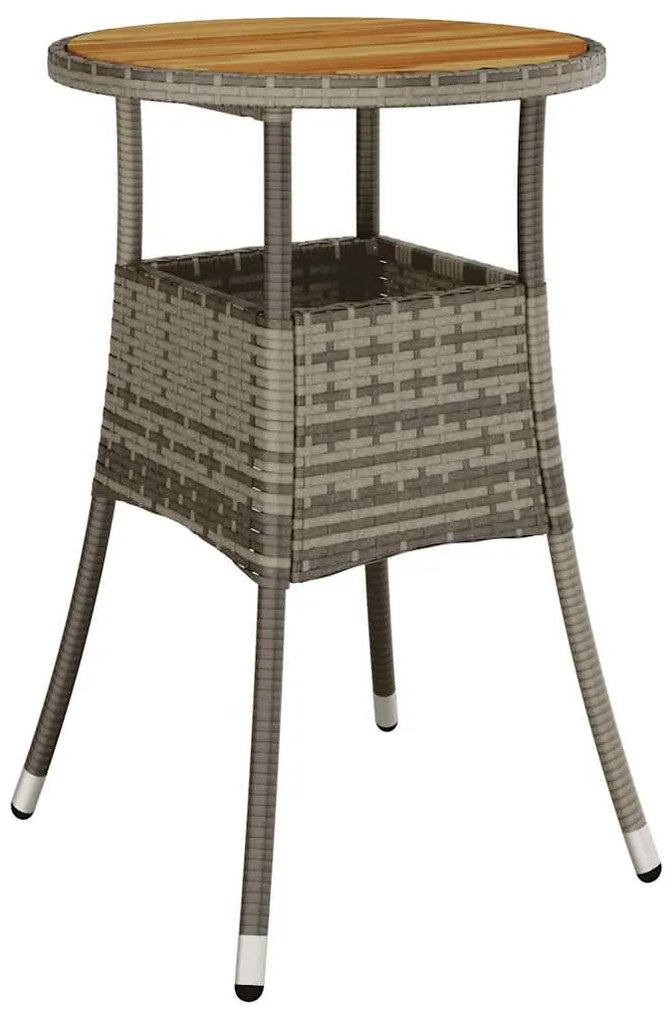 5 pcs conjunto jantar jardim c/ almofadões vime PE/acácia cinza
