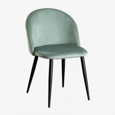 Pack De 2 Cadeiras De Jantar Estofadas Em Veludo Kana Verde Abeto & Negro - Sklum