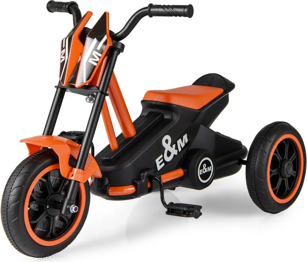 Triciclo para crianças de 3 rodas com pedais para frente/trás laranja