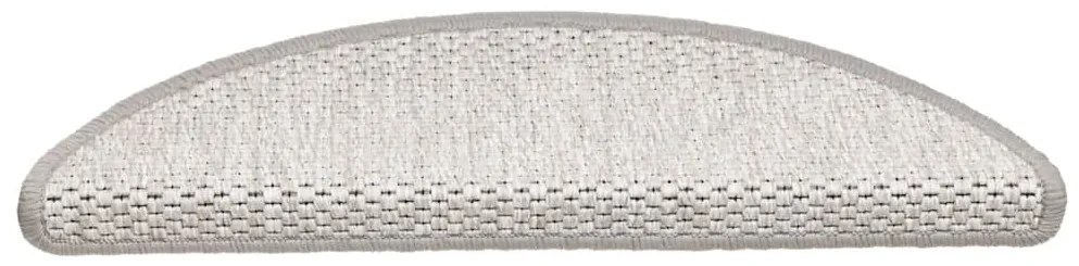 Tapetes escada adesivos aspeto sisal 15 pcs 56x17x3cm platinado