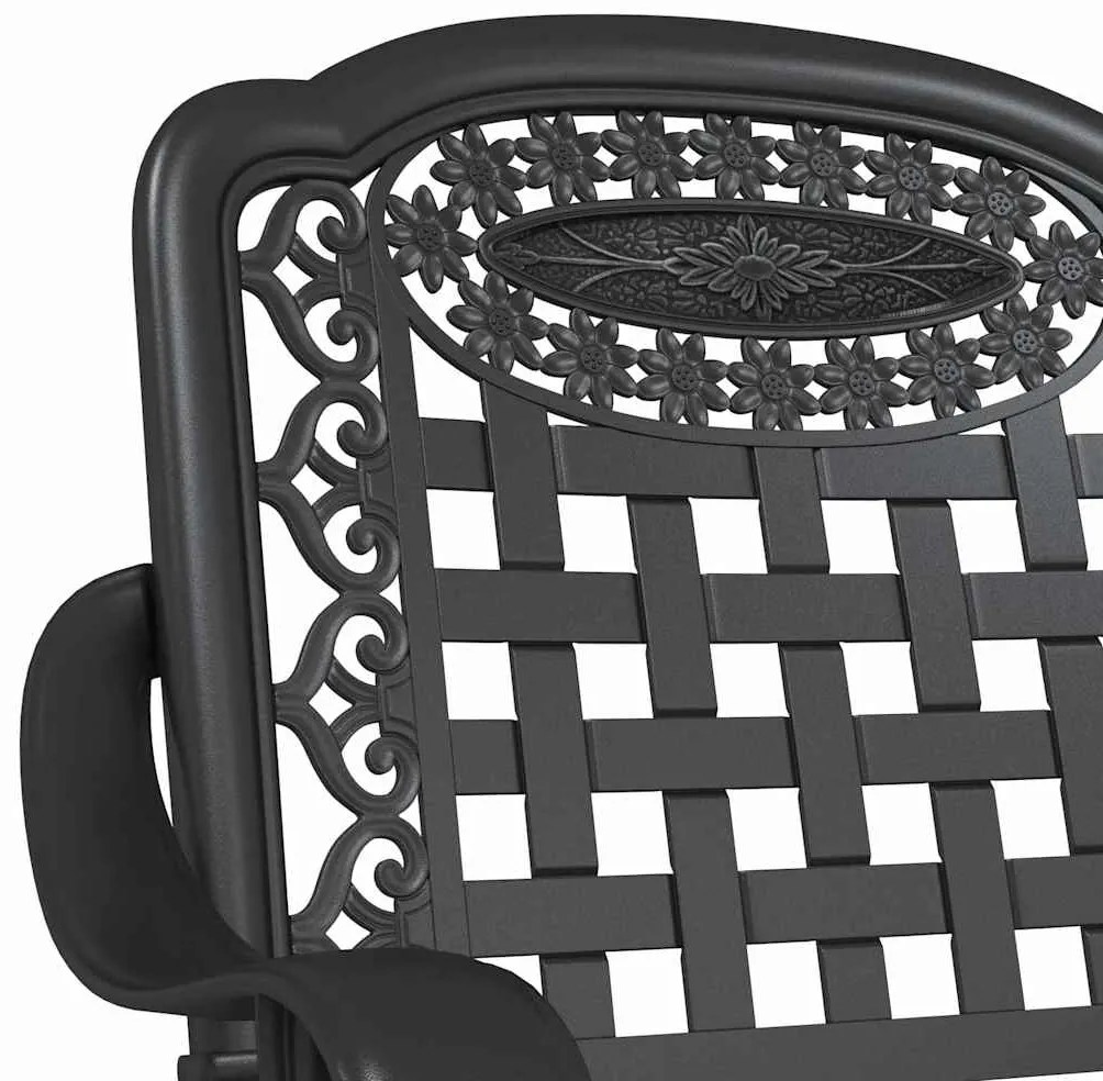 Cadeiras de Jardim vidaXL 2 unidades Preto Alumínio Fundido