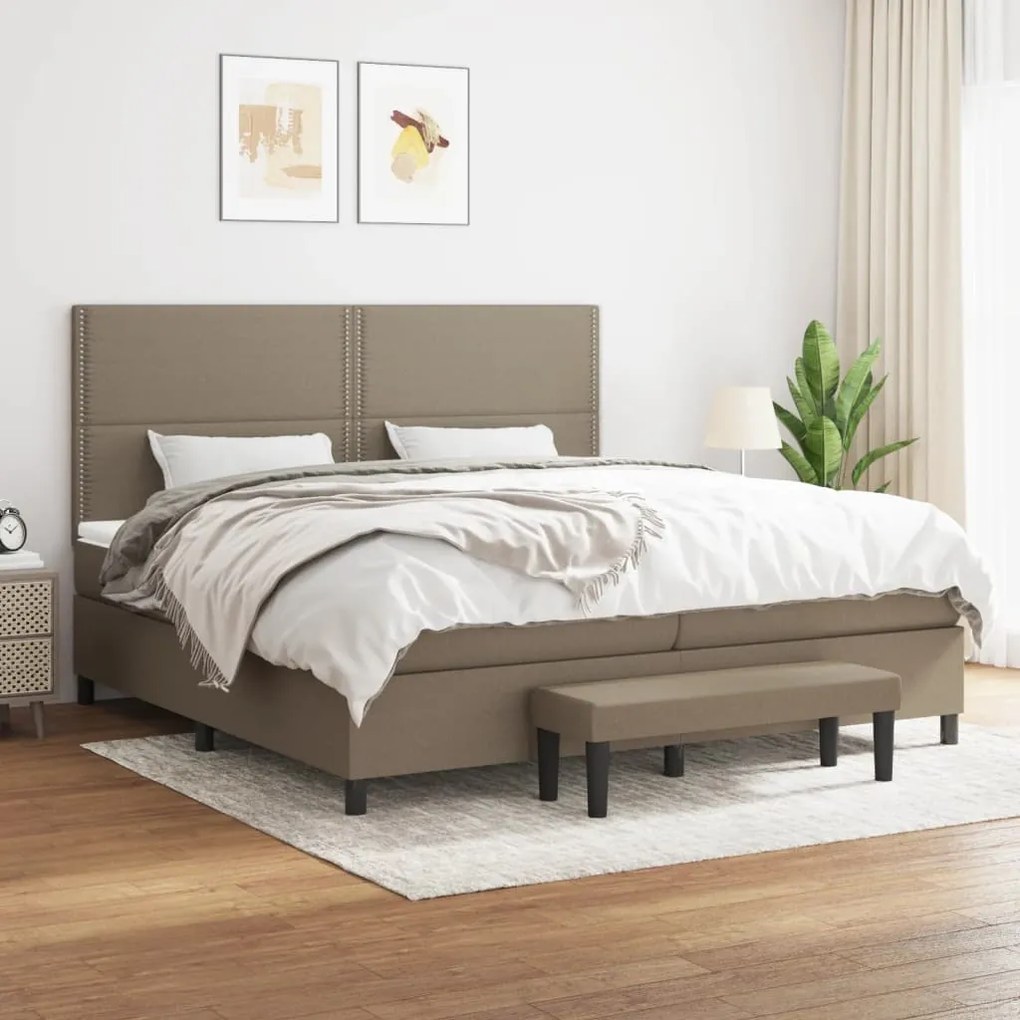 vidaXL Cama com molas/colchão 200x200 cm tecido castanho-acinzentado