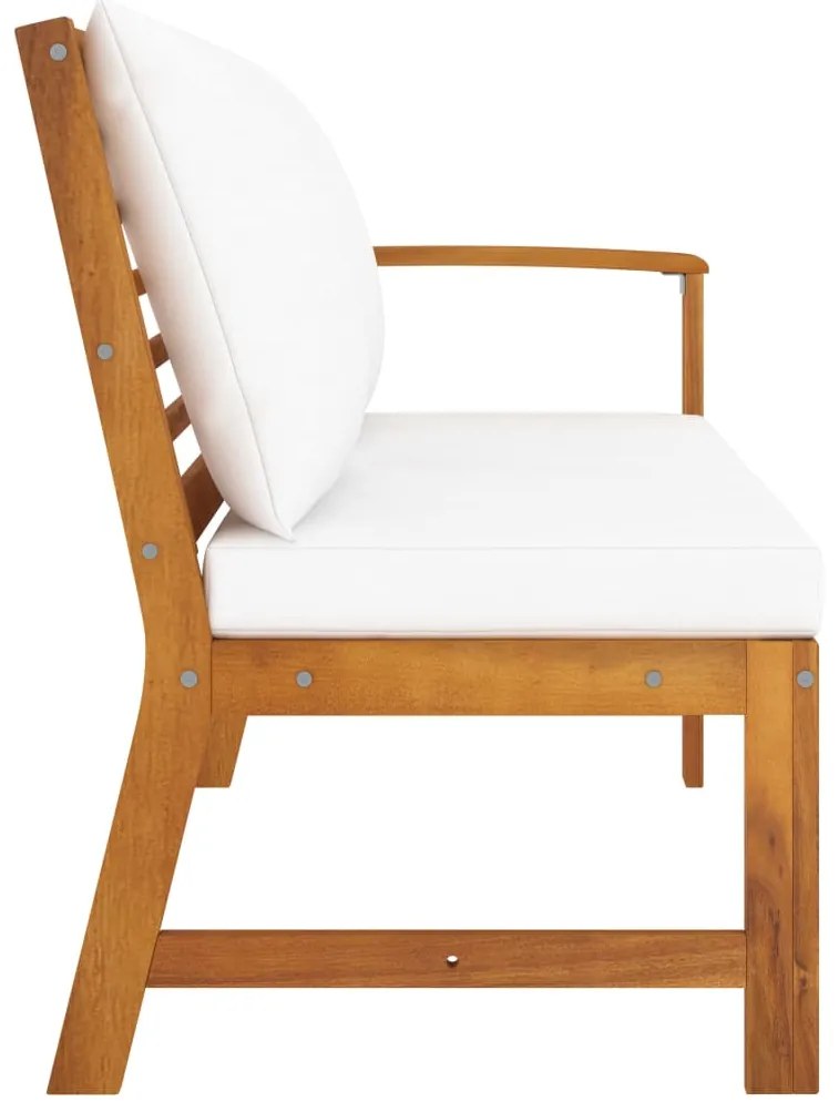 Banco de jardim 114,5 cm com almofadão cor creme acácia maciça