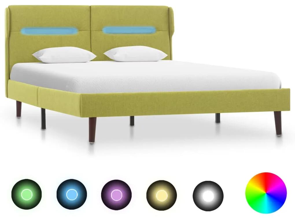 286903 vidaXL Estrutura de cama com LED tecido 120x200 cm verde