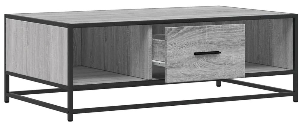 Mesa de centro 100x57x35cm deriv. madeira/metal cinzento sonoma