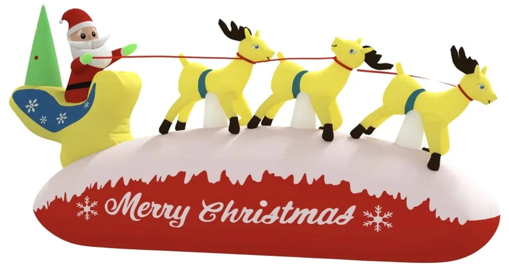 Pai Natal e renas insufláveis com luzes LED 145 cm