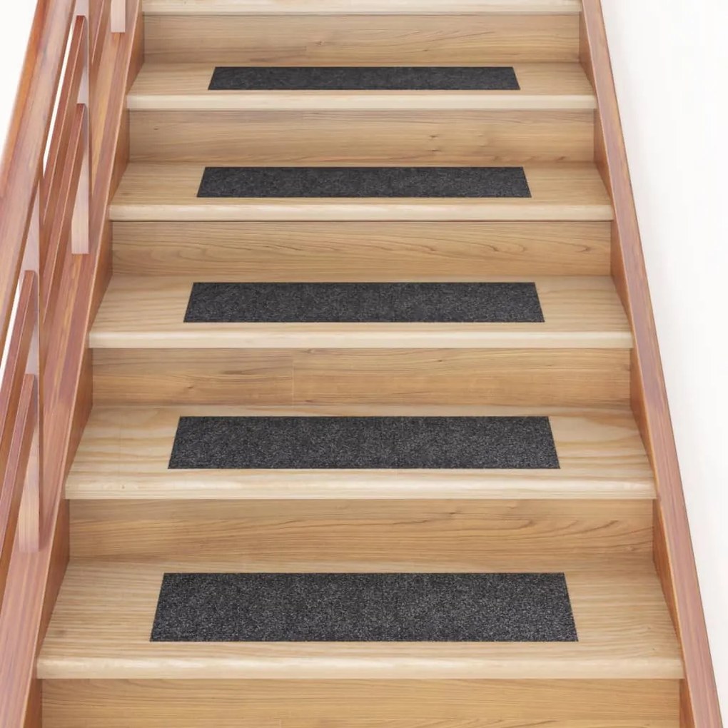 vidaXL Tapetes escada adesivos retangulares 15 pcs 76x20 cm cinzento