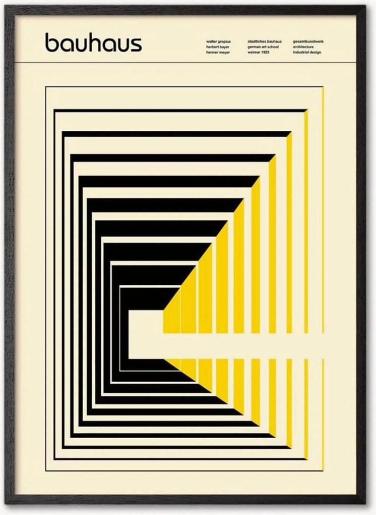 Impressão digital emoldurada Bauhaus Abstract