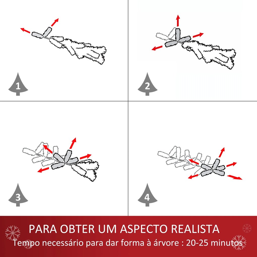 HOMCOM Árvore de Natal Artificial 150cm Ignífuga com 454 Ramas com 2 T