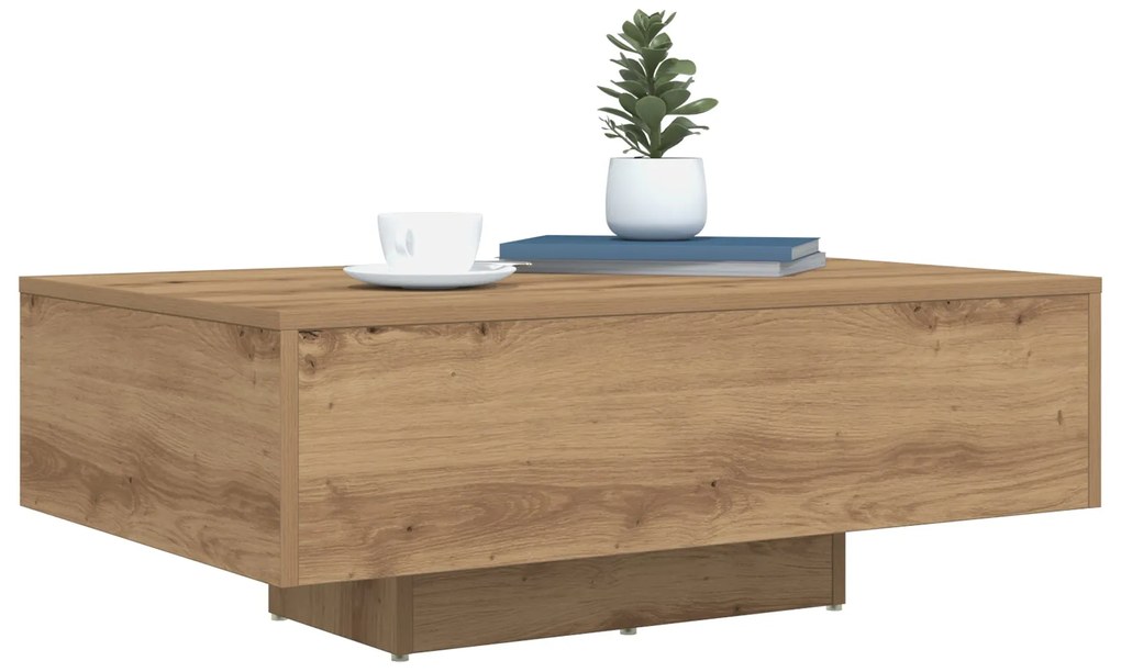 Mesa de centro vidaXL com luzes LED Carvalho Artesanal 85x55x31 cm