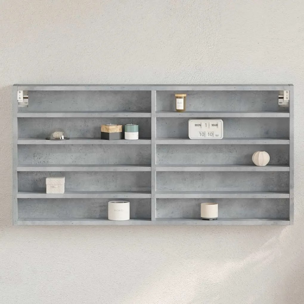 Armário vitrine 100x8,5x50cm derivados de madeira cinza cimento