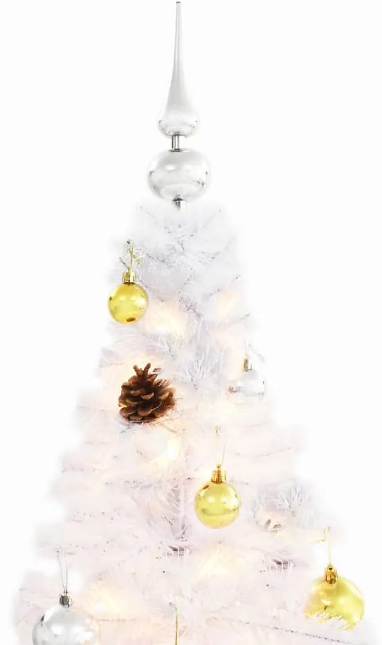 Árvore de Natal artificial pré-iluminada enfeites 180cm branco