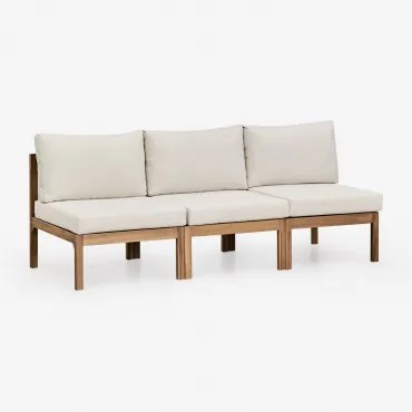 Sofá Modular De 3 Peças Em Madeira De Acácia Branson Branco Gardênia - Castanho Acácia - Sklum