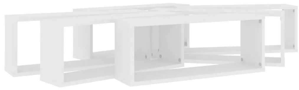 Prateleiras parede forma de cubo 6 pcs derivados madeira branco
