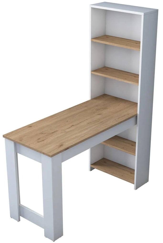 Mesa de Bar "Scandi" com Estante Incorporada – Nogueira e Branco, 120x