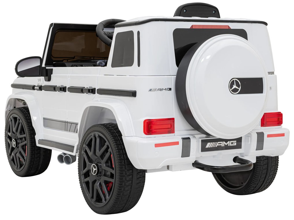 Carro elétrico para Crianças 12V Mercedes G63 Rodas de EVA, Assento de couro Branco