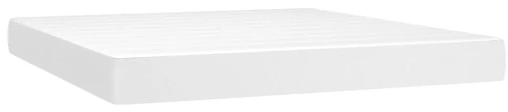 Cama box spring c/colchão/LED 160x200cm couro artificial branco