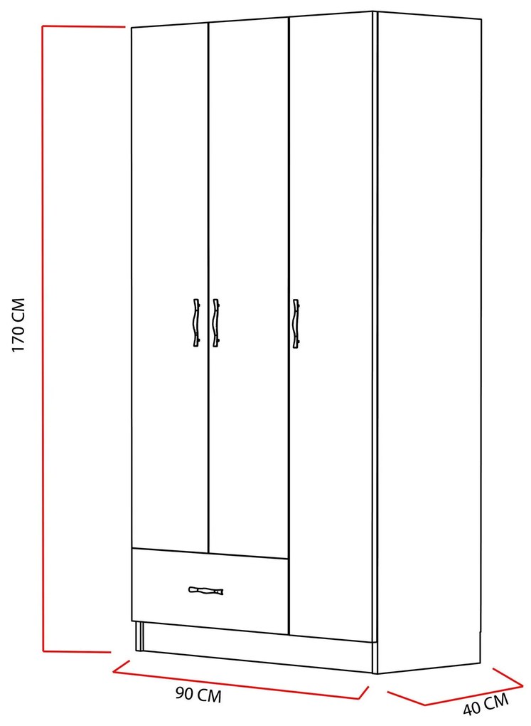 Roupeiro Gabi – Branco – 90x170x40 cm