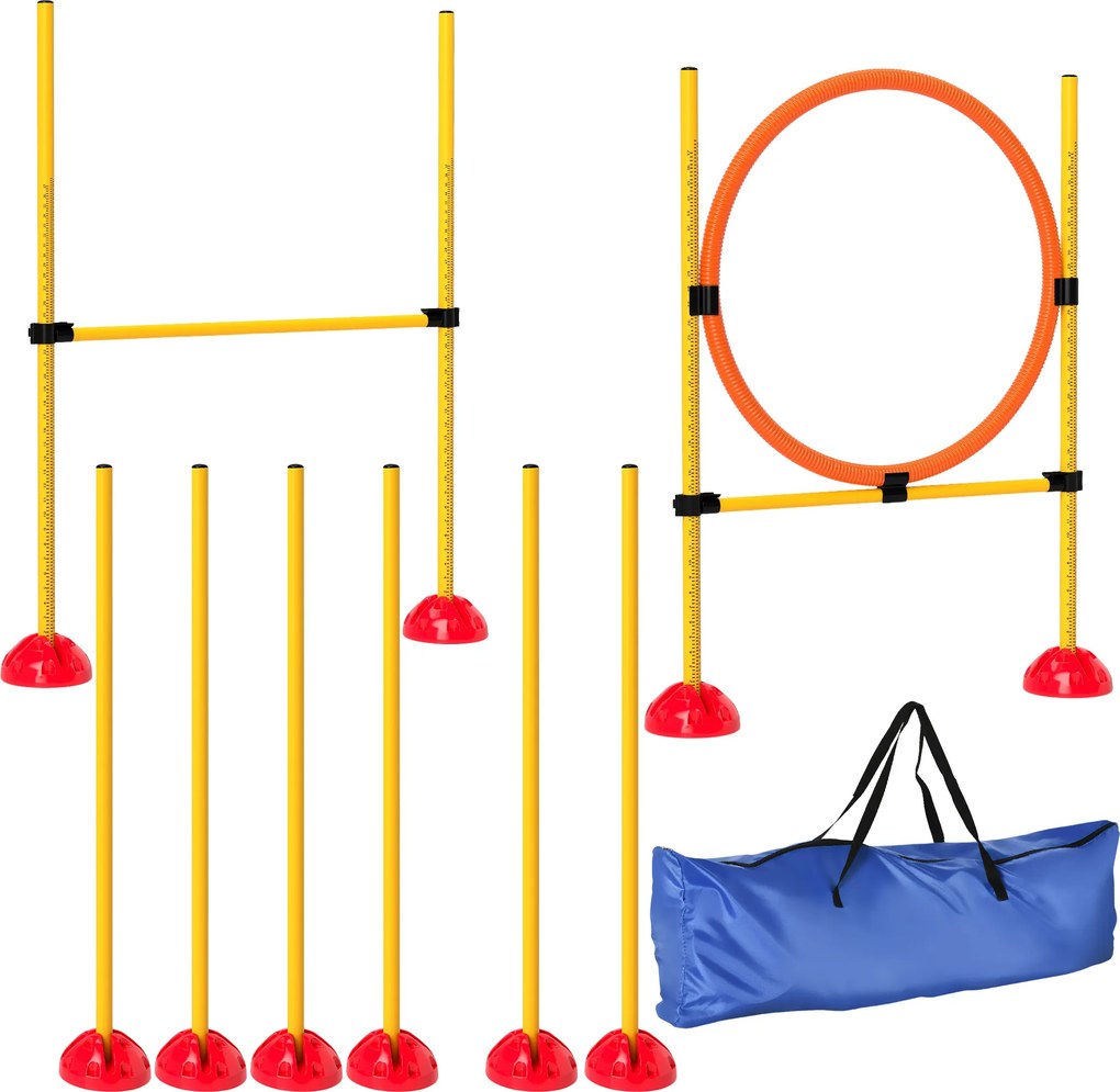 PawHut Agility Set para cães 3 peças preenchível, equipamento de agility para treino de cães, conjunto de obstáculos por encaixe com varas de slalom | Aosom Portugal