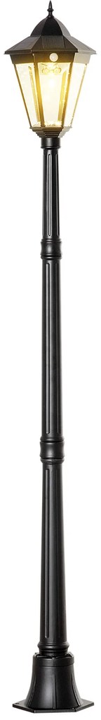 Outsunny Luminária solar exterior poste de luz poste clássico LED em alumínio à prova d'água, brilho ajustável | Aosom Portugal