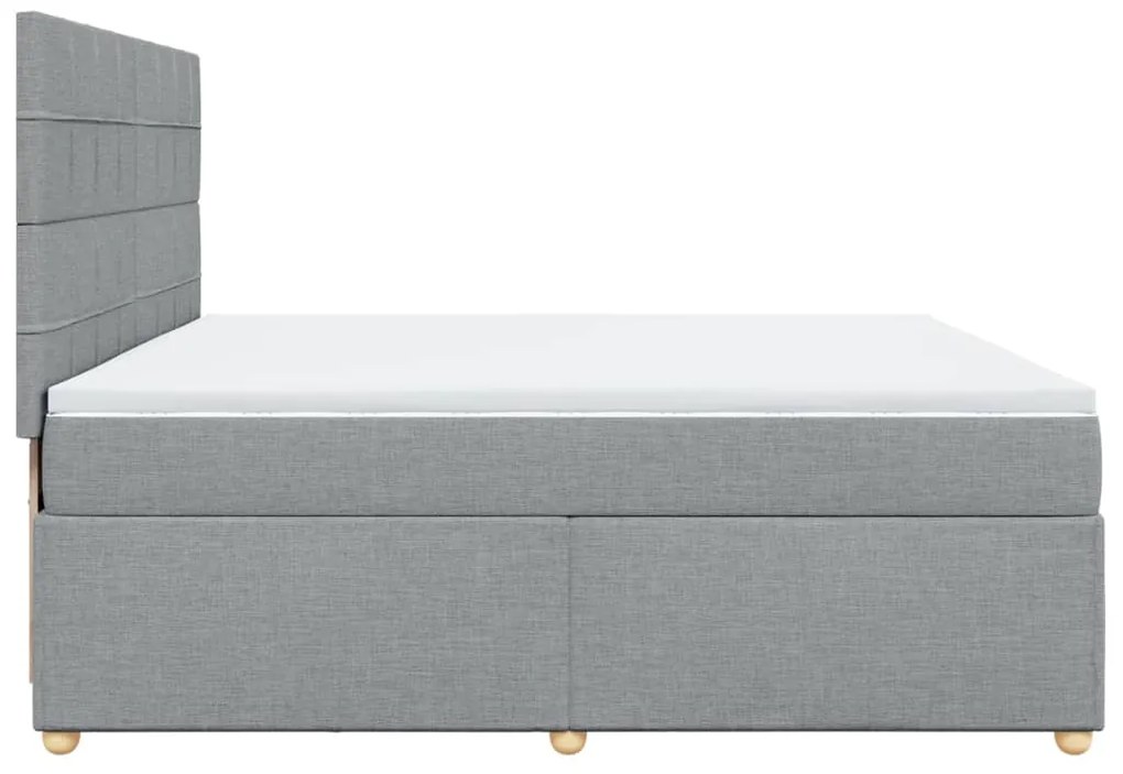 Cama com molas/colchão 200x200 cm tecido cinza-claro