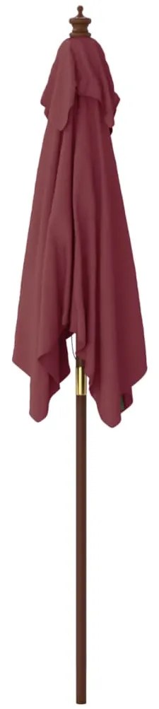 Guarda-sol de jardim com poste de madeira 198x198x231 cm bordô