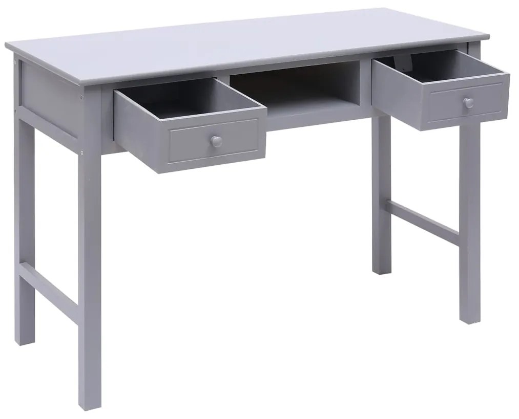 Secretária 108x45x76 cm madeira de paulownia maciça cinzento