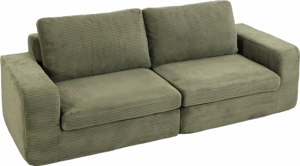 Sofá de 3 Lugares, 236 x 90 x 85 cm, Molas Ensacadas, Verde