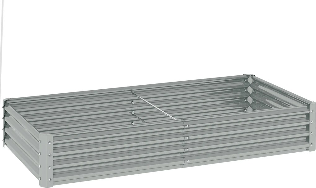 Outsunny Canteiro Elevado Retangular 180x90x30 cm Aço Galvanizado Fundo Aberto | Aosom Portugal