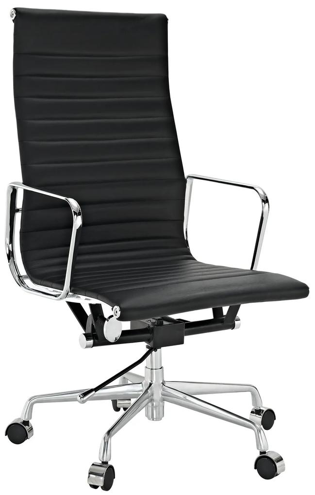 Cadeira de escritório EA48A, executivo, aluminio, pele top preta