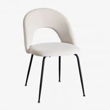 Pack De 4 Cadeiras De Jantar Estofadas Glorys Negro & Velluto Crema & Terciopelo - Sklum