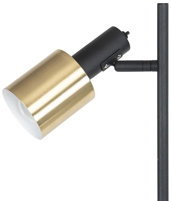 Candeeiro de pé design preto com dourado 2-luzes - Stijn Moderno