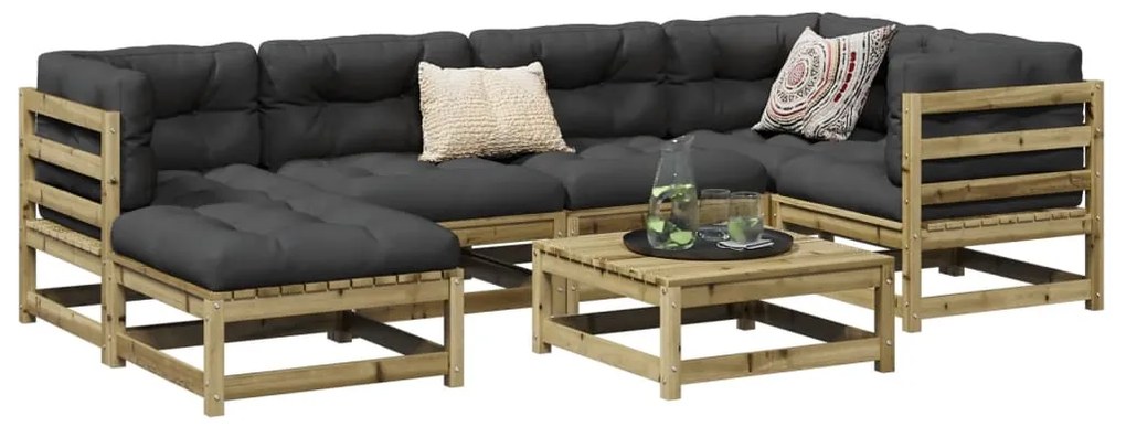 vidaXL 7 pcs conjunto sofás jardim madeira de pinho impregnada