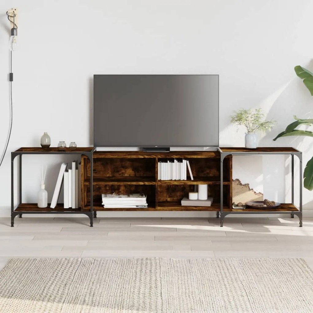 vidaXL Móvel de TV 203x37x50 cm derivados de madeira carvalho fumado