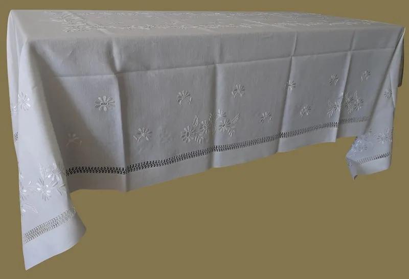 180x280 Toalha de mesa de linho bordada a mão - Toalha de mesa bordada algodão / seda