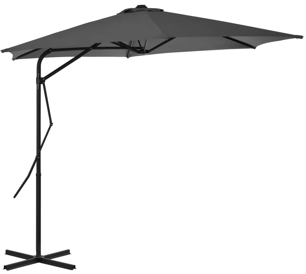 44887 vidaXL Guarda-sol de exterior com poste de aço 300 cm antracite