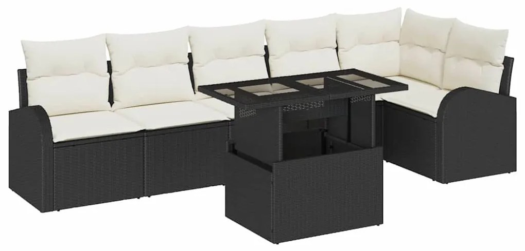 Conjunto de Sofá de Jardim com 7 Peças e Almofadas em Rattan Sintético