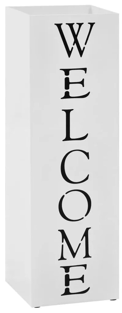 vidaXL Suporte para guarda-chuvas Welcome aço branco